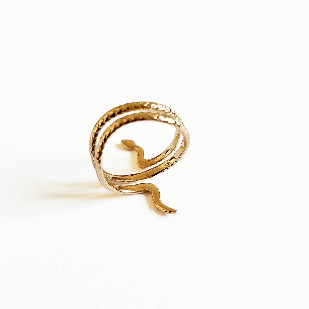 Bague serpent plaqué or 18K Bellaime 3