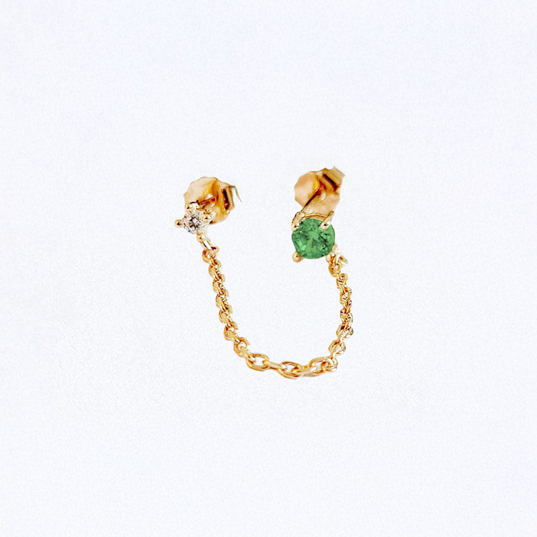 Boucle d'oreille vert plaqué or 18K zirconium Analisa Bellaime