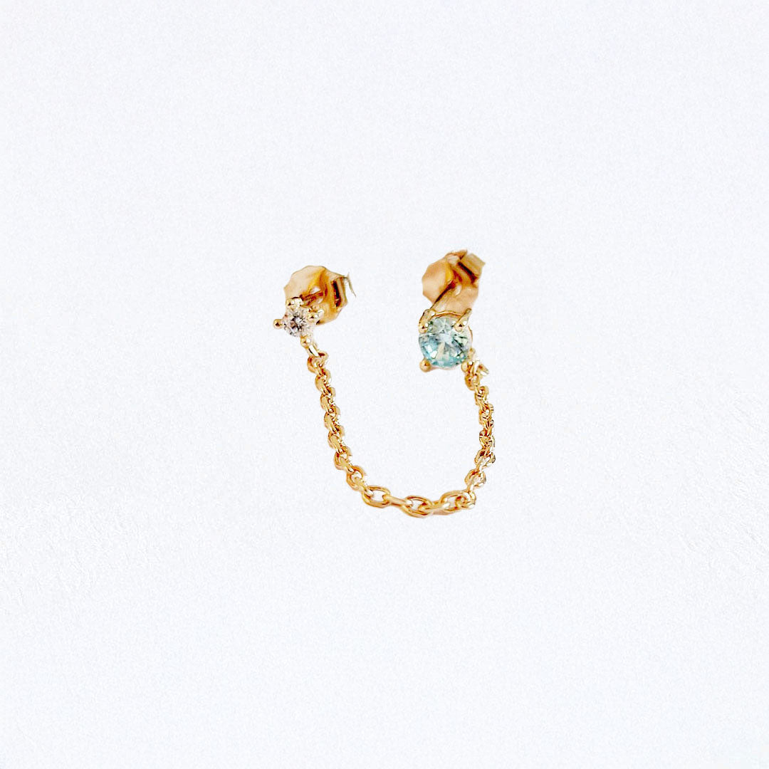 Boucle d'oreille bleu plaqué or 18K zirconium Analisa Bellaime 2