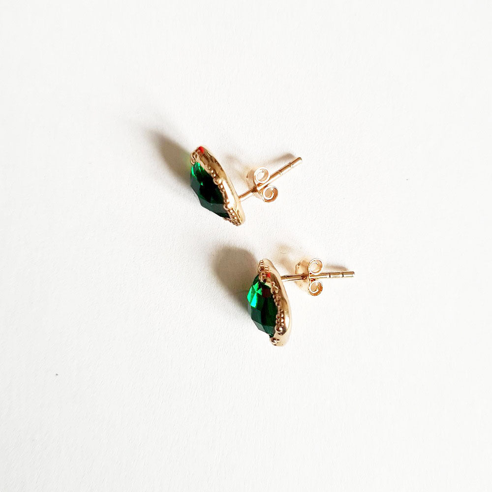 Boucle d'oreille vert plaqué or 18K zirconium Devina Bellaime 7