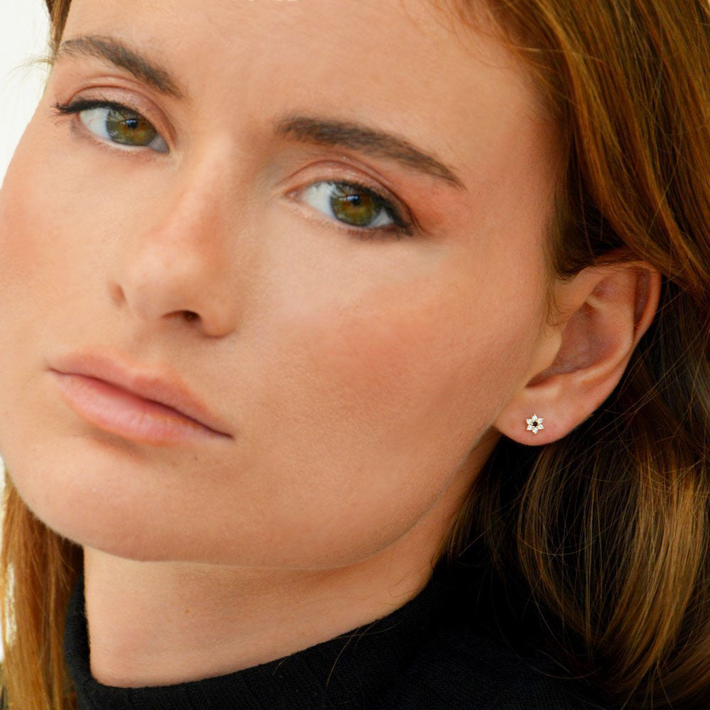 Puce d'oreille argent 925 zirconium Edelweiss Bellaime 3