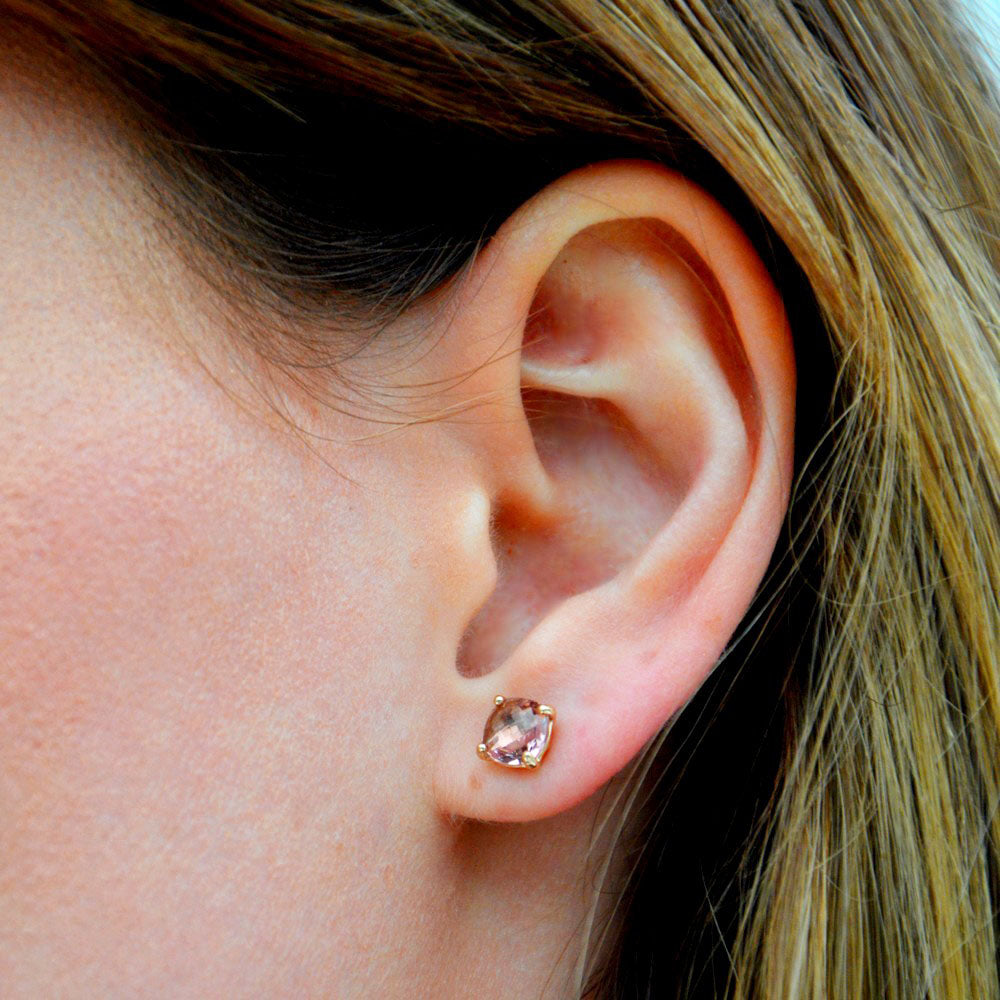 Boucle d'oreille rose plaqué or 18K cristal Gabriella Bellaime 2