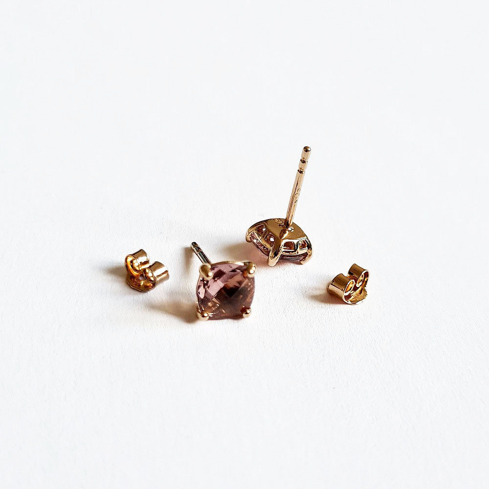 Boucle d'oreille rose plaqué or 18K cristal Gabriella Bellaime 4