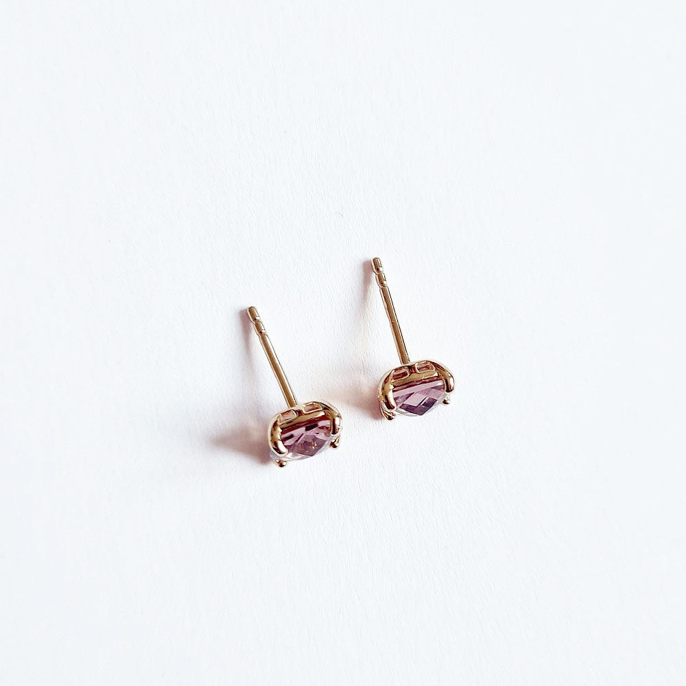 Boucle d'oreille rose plaqué or 18K cristal Gabriella Bellaime 3