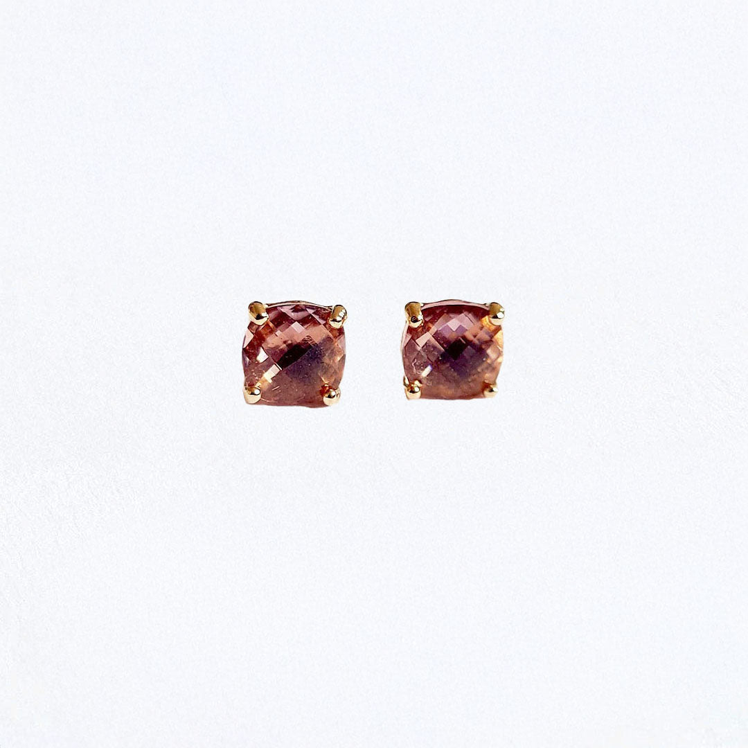 Boucle d'oreille rose plaqué or 18K cristal Gabriella Bellaime