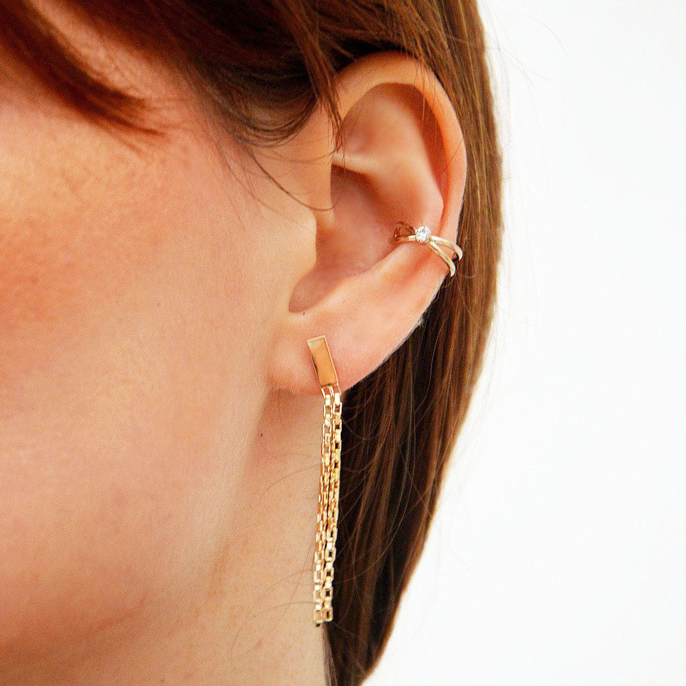 Boucles d'oreilles pendantes plaqué or 18K 5 cm Harvey Bellaime 2