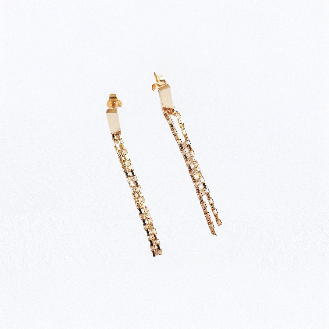 Boucles d'oreilles pendantes plaqué or 18K 5 cm Harvey Bellaime