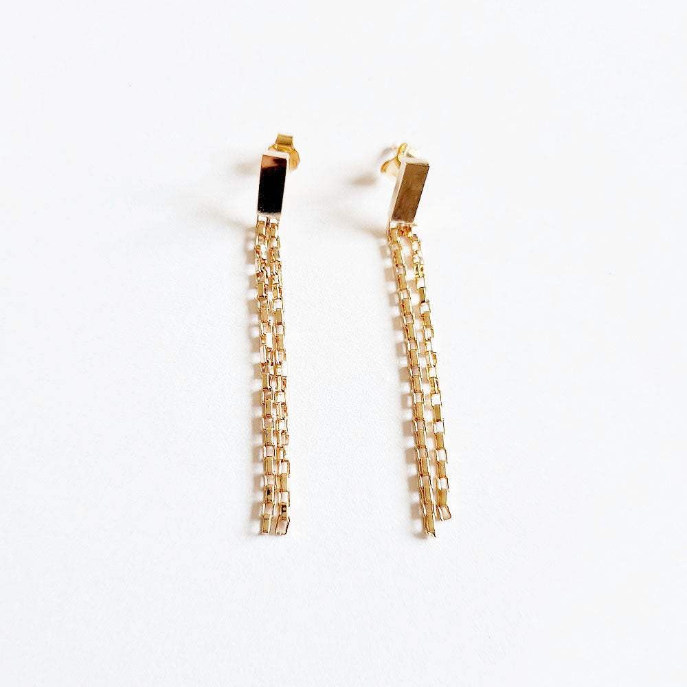 Boucles d'oreilles pendantes plaqué or 18K 5 cm Harvey Bellaime 4