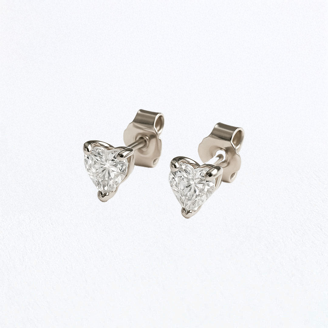 Puces d'Oreilles Heart of Glass - Argent 925 Rhodié et Zirconium