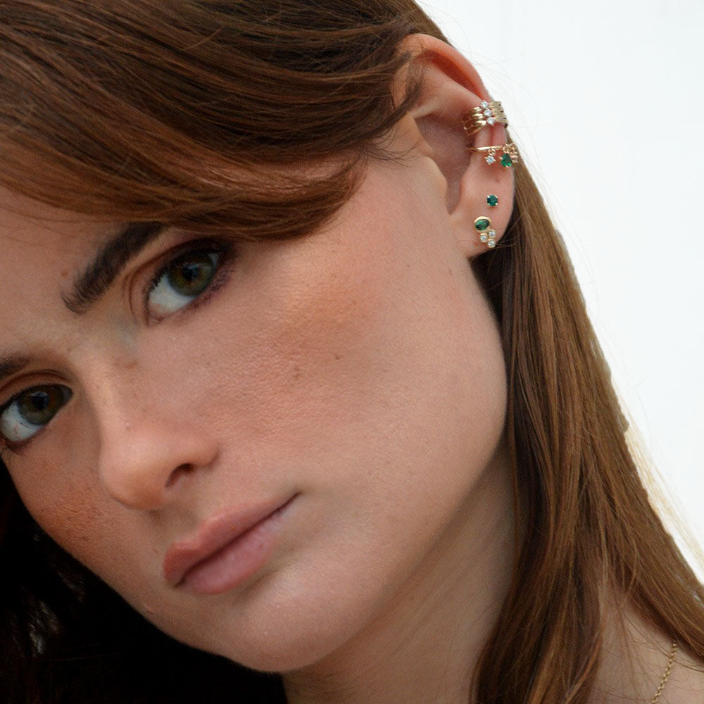 Earcuff plaqué or 18K zirconium vert Devina Bellaime 6