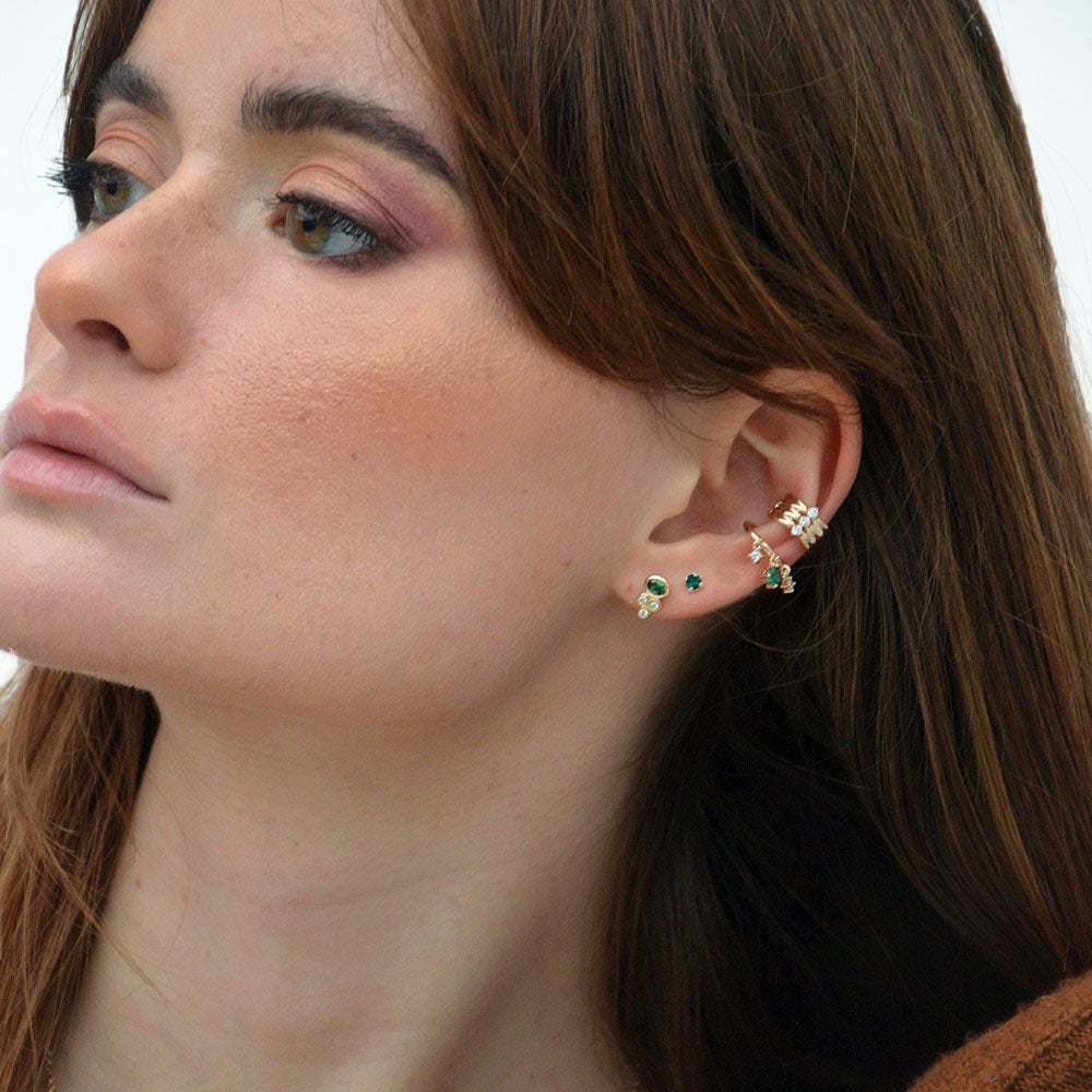 Earcuff plaqué or 18K zirconium vert Devina Bellaime 4