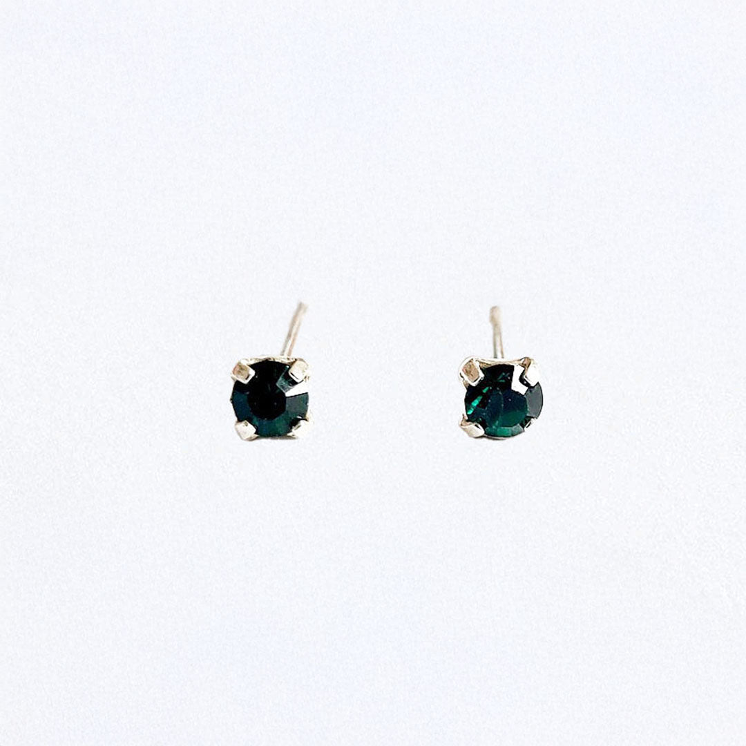 Boucle d'oreille verte puce argent 925 cristal Love It Bellaime
