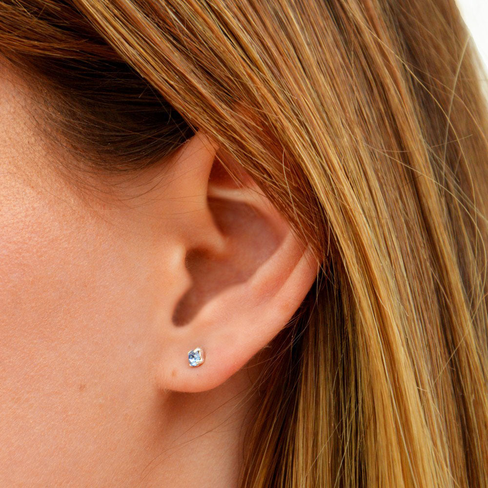 Boucle d'oreille bleu puce argent 925 cristal Love It Bellaime 4