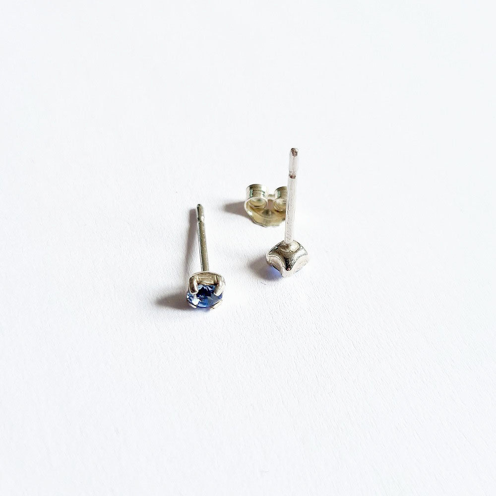 Boucle d'oreille bleu puce argent 925 cristal Love It Bellaime 5