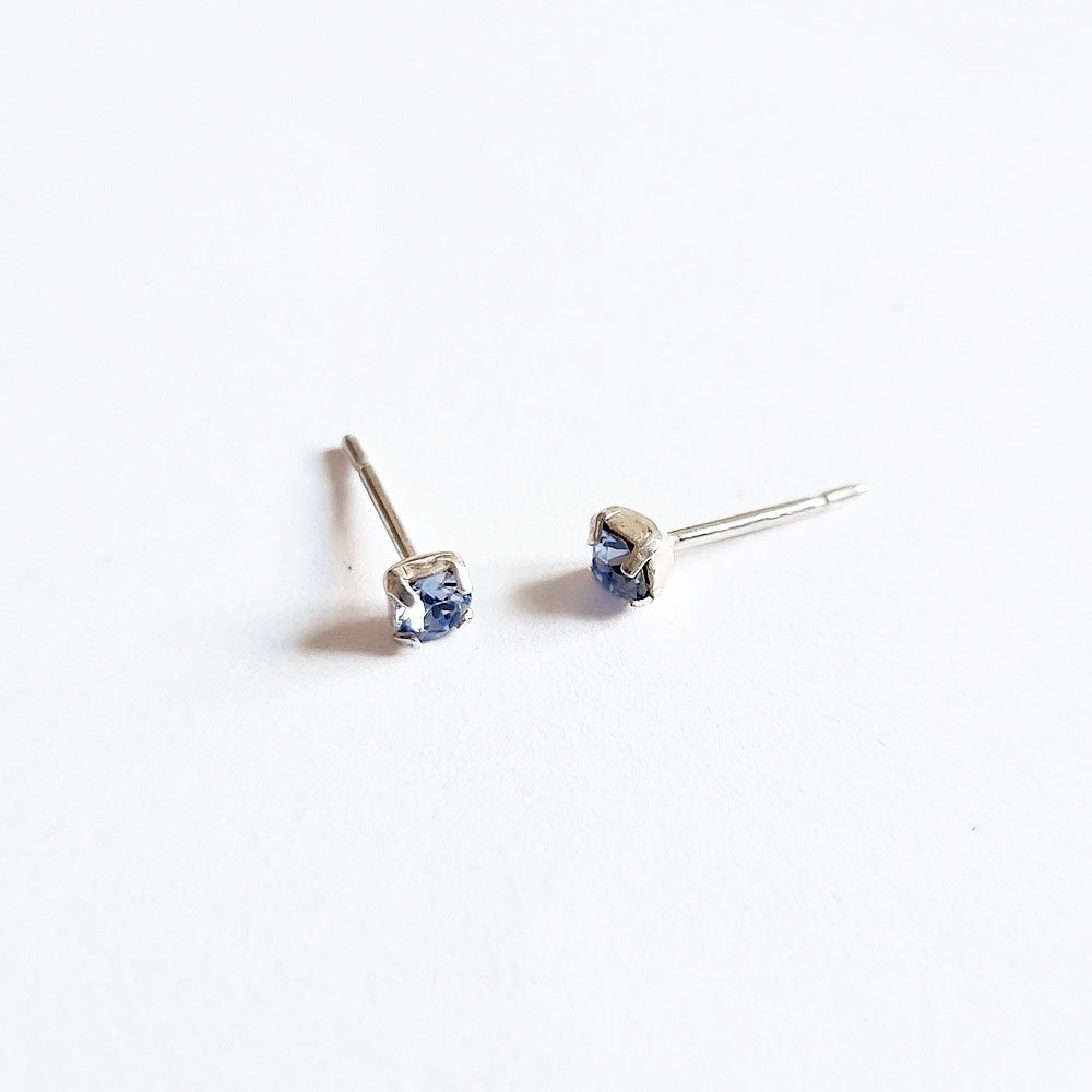 Boucle d'oreille bleu puce argent 925 cristal Love It Bellaime 6