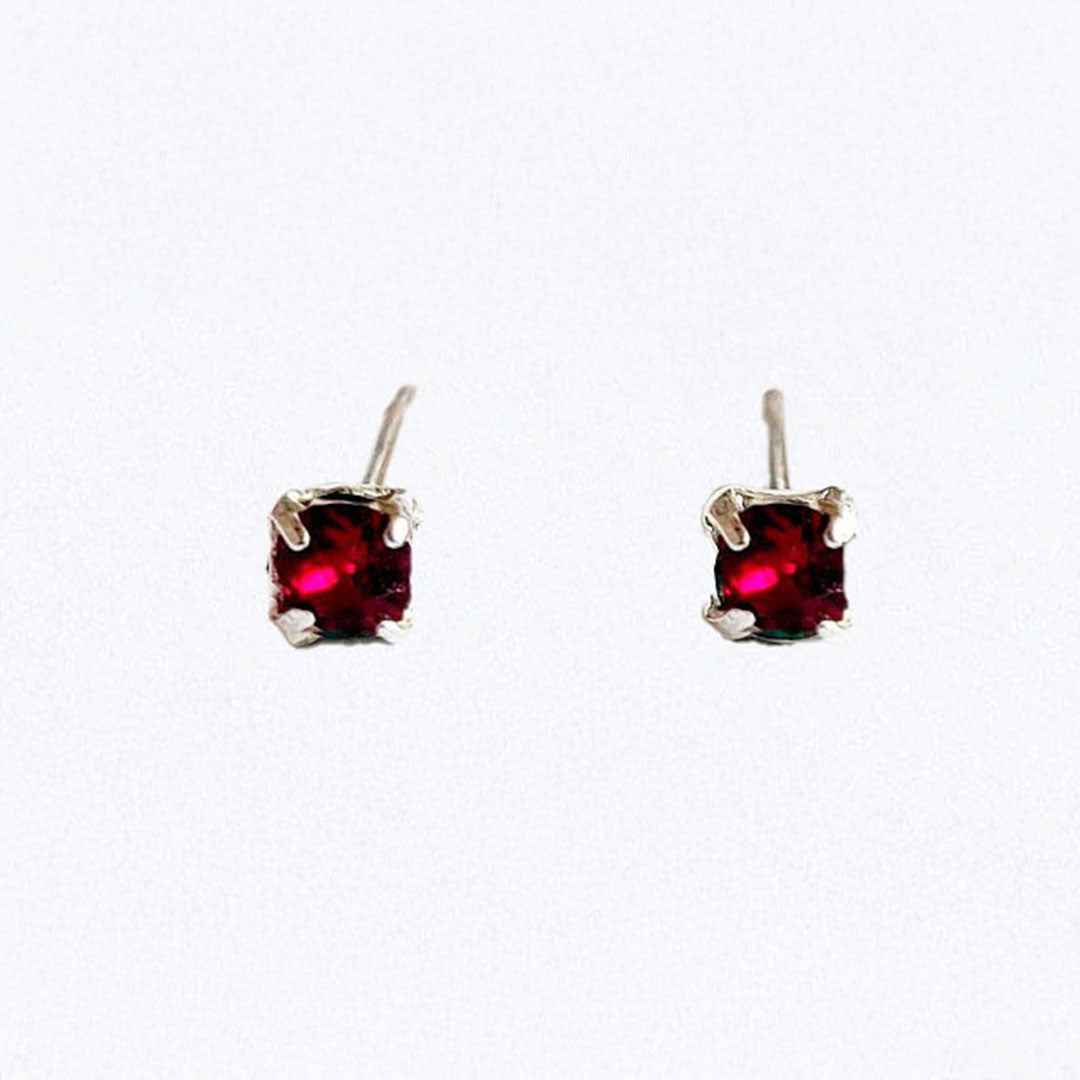 Boucle d'oreille rouge puce argent 925 cristal Love It Bellaime