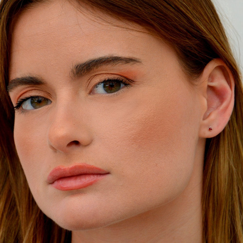 Boucle d'oreille rouge puce argent 925 cristal Love It Bellaime 4