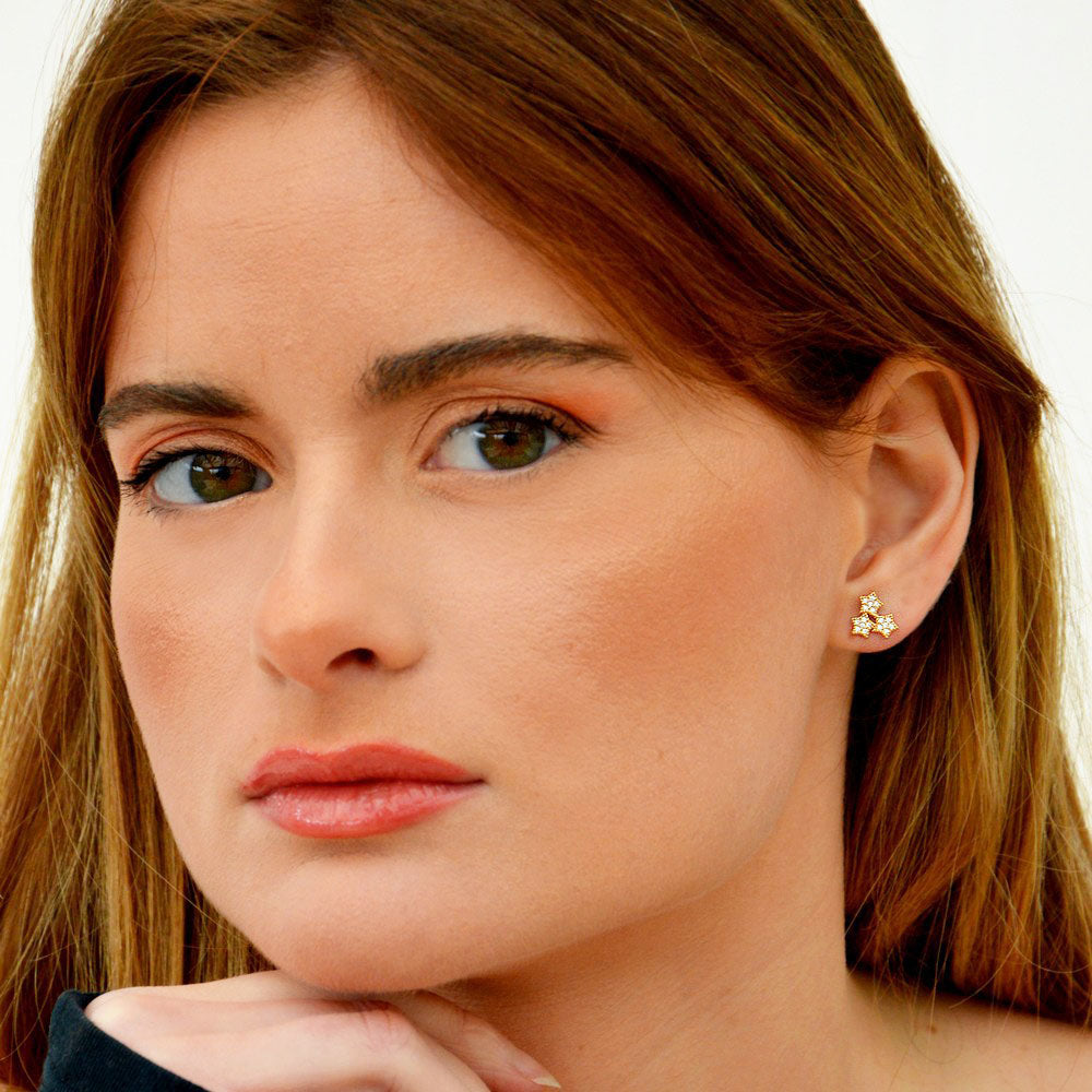 Puces d'oreilles etoile plaqué or 18K zirconium The Magic Bellaime 4