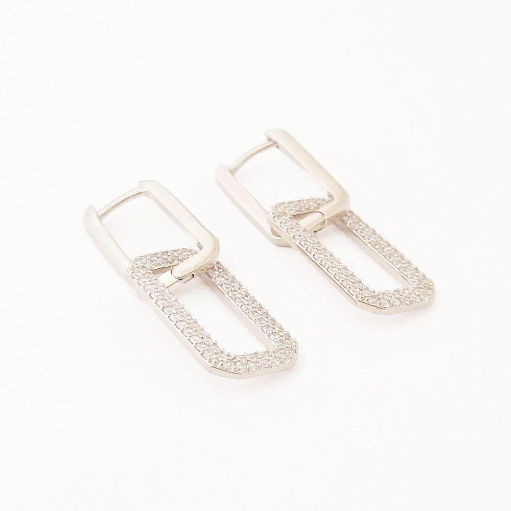 Boucles d'oreilles creole argent 925 zirconium 3 cm Union Bellaime 5