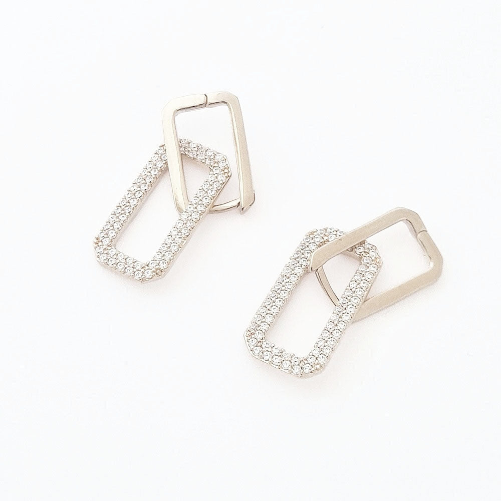 Boucles d'oreilles creole argent 925 zirconium 3 cm Union Bellaime 4