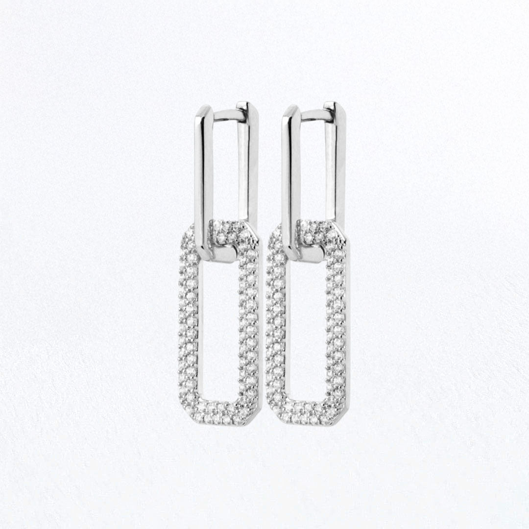 Boucles d'oreilles creole argent 925 zirconium 3 cm Union Bellaime 2