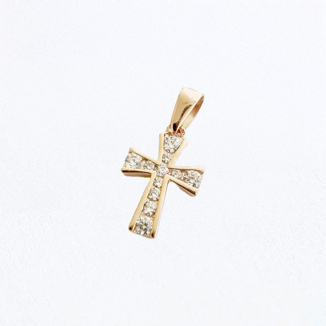 Collier croix femme plaqué or 18K zirconium Bellaime 5