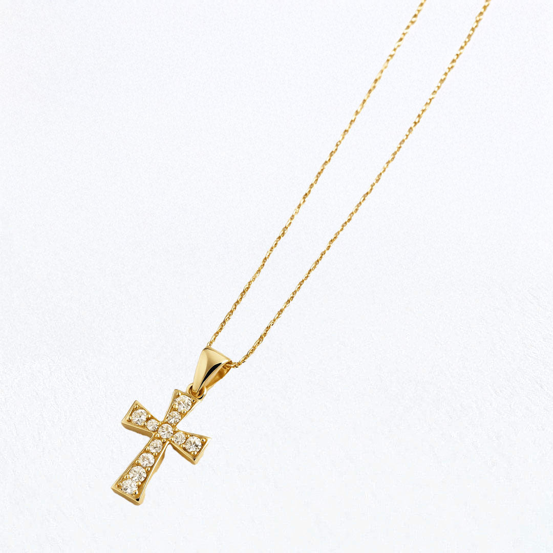 Collier croix femme plaqué or 18K zirconium Bellaime 2