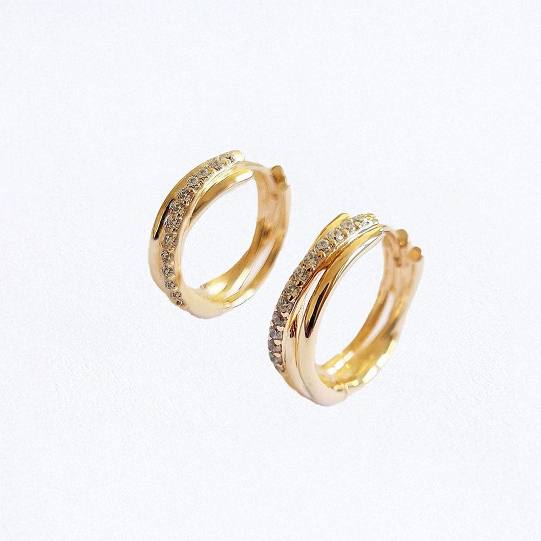 Boucles d'oreilles créoles plaqué or 18K zirconium 2 cm Carla Bellaime