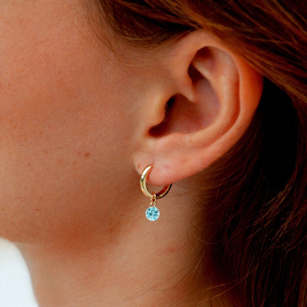 Boucles d'oreilles bleu créoles plaqué or 18K 1,5 cm Elda Bellaime 2