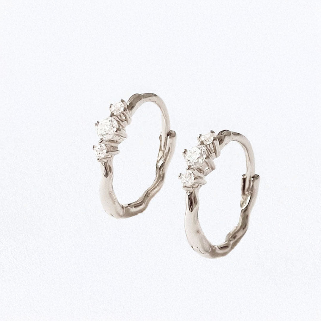 Boucles d'oreilles créoles argent 925 zirconium 1,5 cm Wallace Trio Bellaime