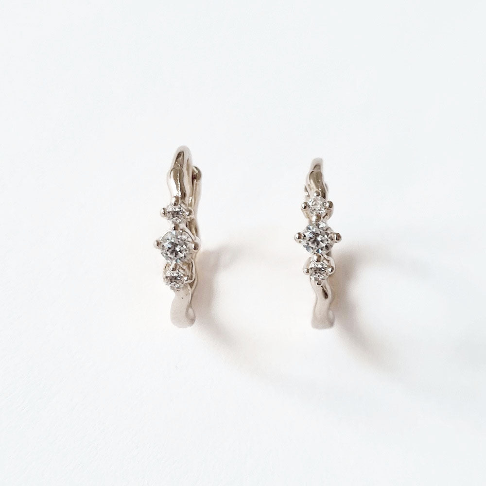 Boucles d'oreilles créoles argent 925 zirconium 1,5 cm Wallace Trio Bellaime 4