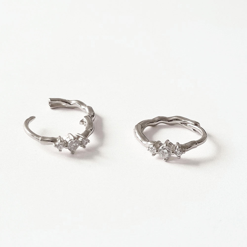 Boucles d'oreilles créoles argent 925 zirconium 1,5 cm Wallace Trio Bellaime 5