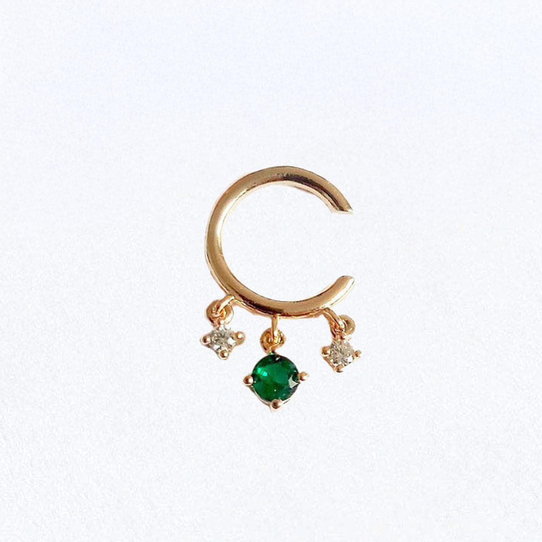 Earcuff plaqué or 18K zirconium vert Devina Bellaime 3