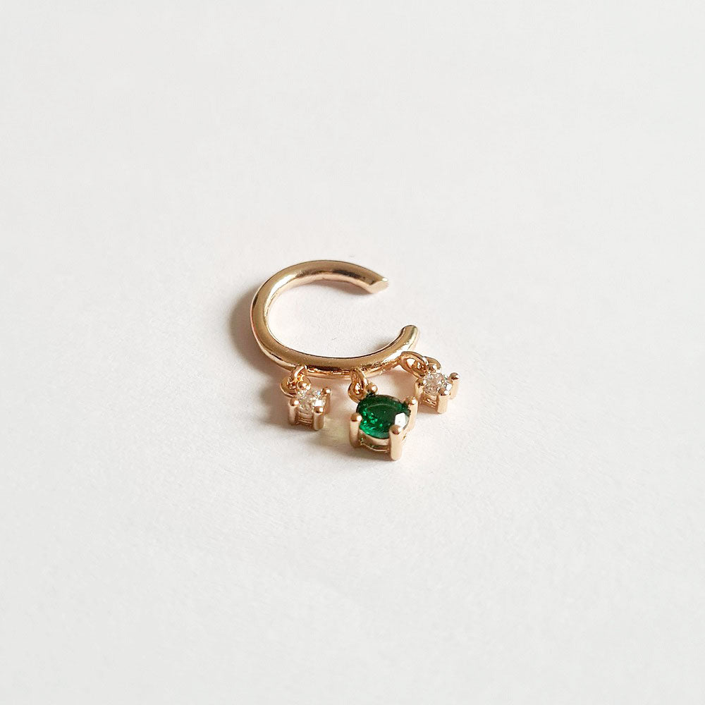 Earcuff plaqué or 18K zirconium vert Devina Bellaime 5