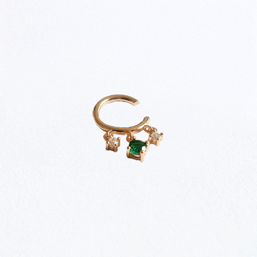 Earcuff Devina - Verte - Plaqué Or 18K et Zirconium