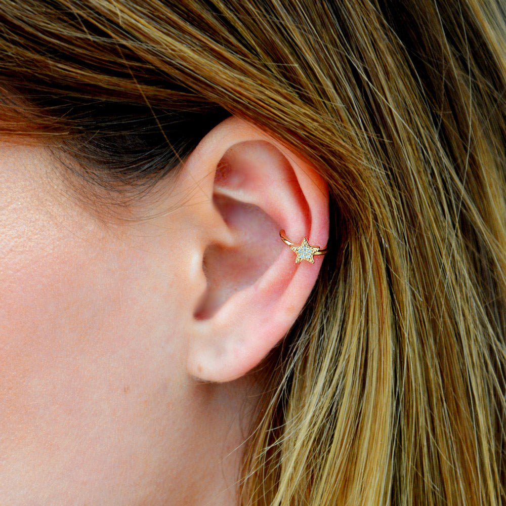 Ear cuff etoile plaqué or 18K zirconium Bellaime 2