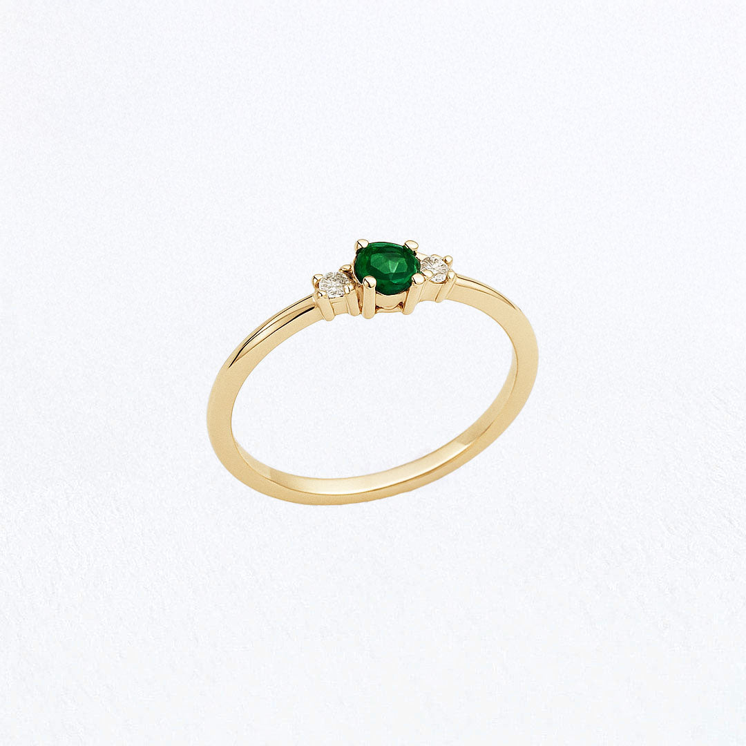 Bague solitaire plaqué or 18K zirconium vert Alberta Bellaime