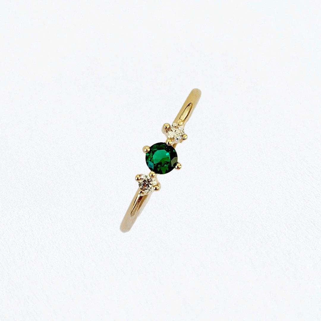 Bague solitaire plaqué or 18K zirconium vert Alberta Bellaime 5