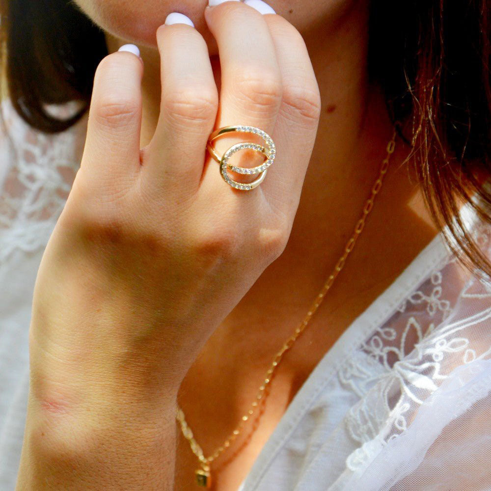 Bague femme plaqué or 18K zirconium Contemplation Bellaime 2
