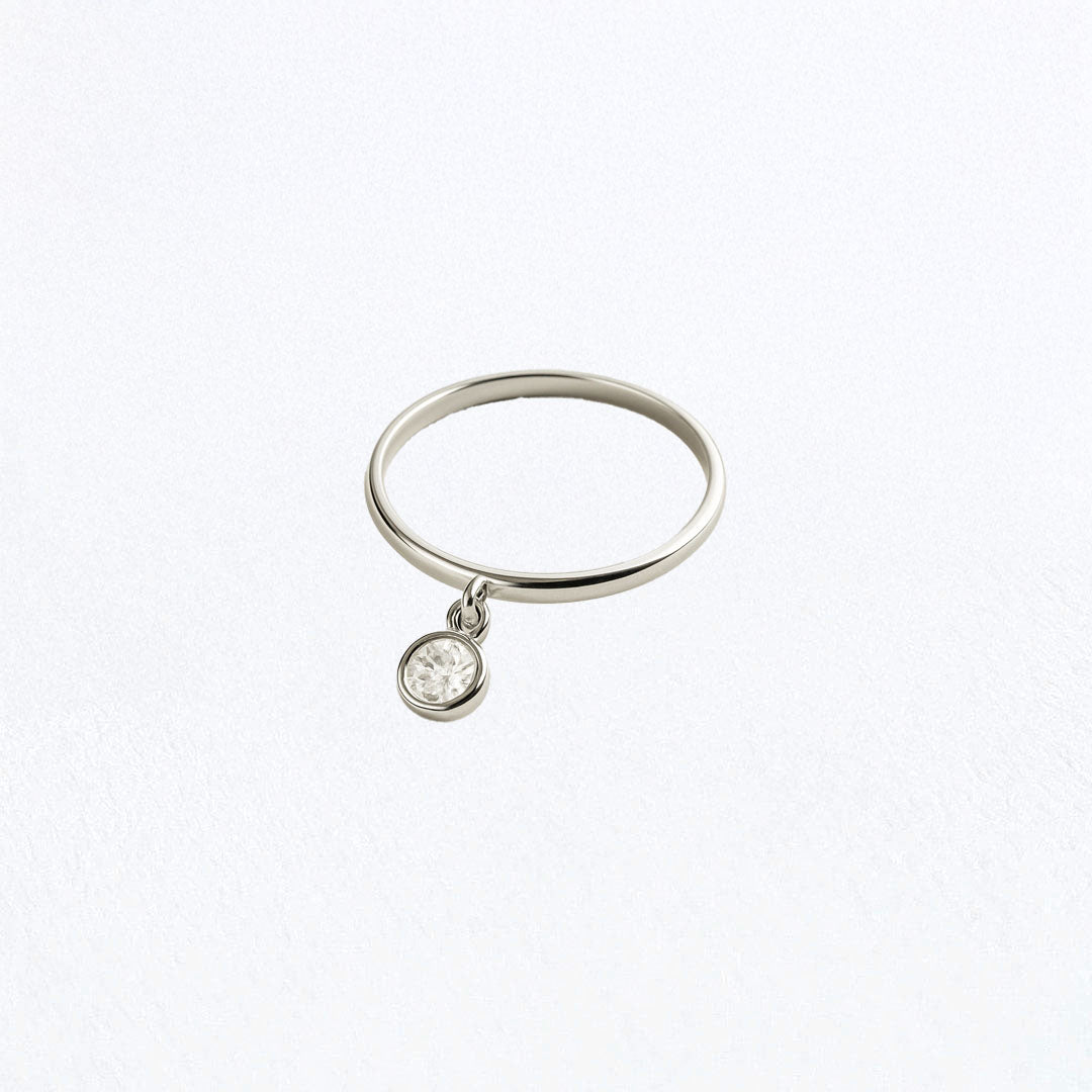 Bague pampille argent 925 zirconium Poesy Bellaime