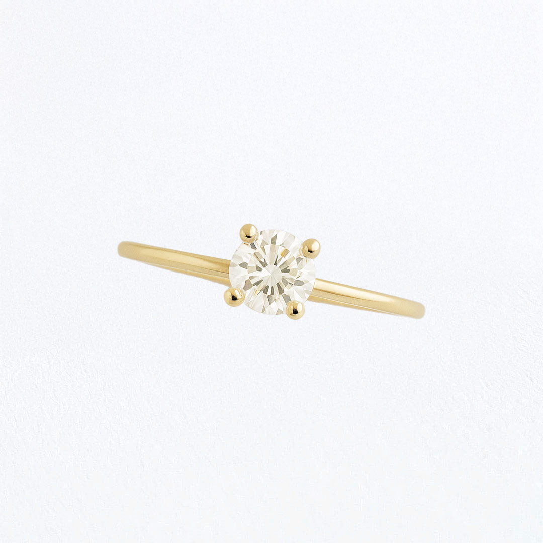 Bague solitaire plaqué or 18K zirconium Basic & Perfect 4 mm Bellaime 3