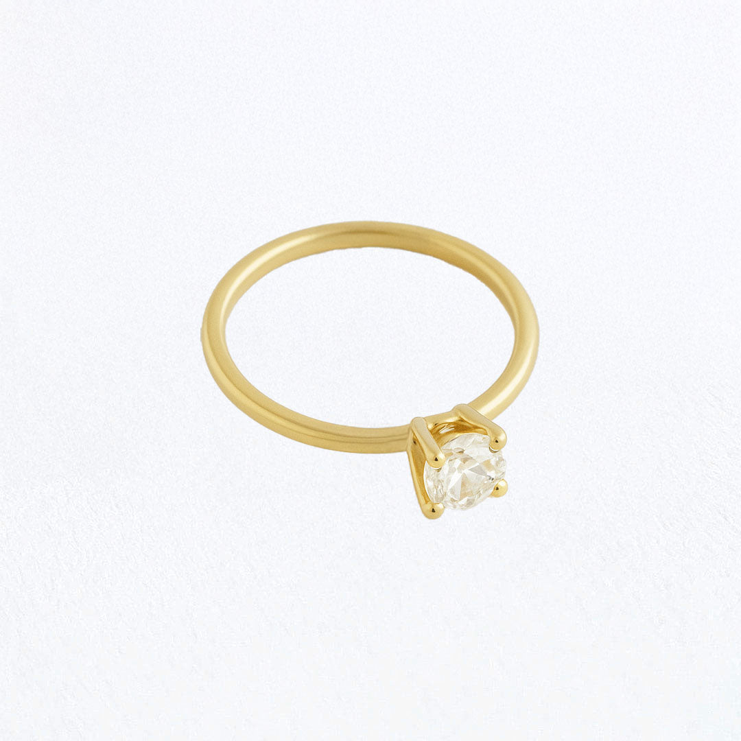 Bague solitaire plaqué or 18K zirconium Basic & Perfect 4 mm Bellaime 4