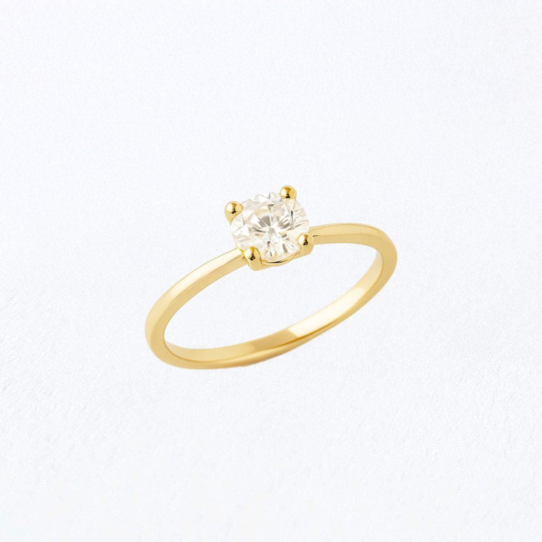 Bague solitaire plaqué or 18K zirconium Basic & Perfect 4 mm Bellaime