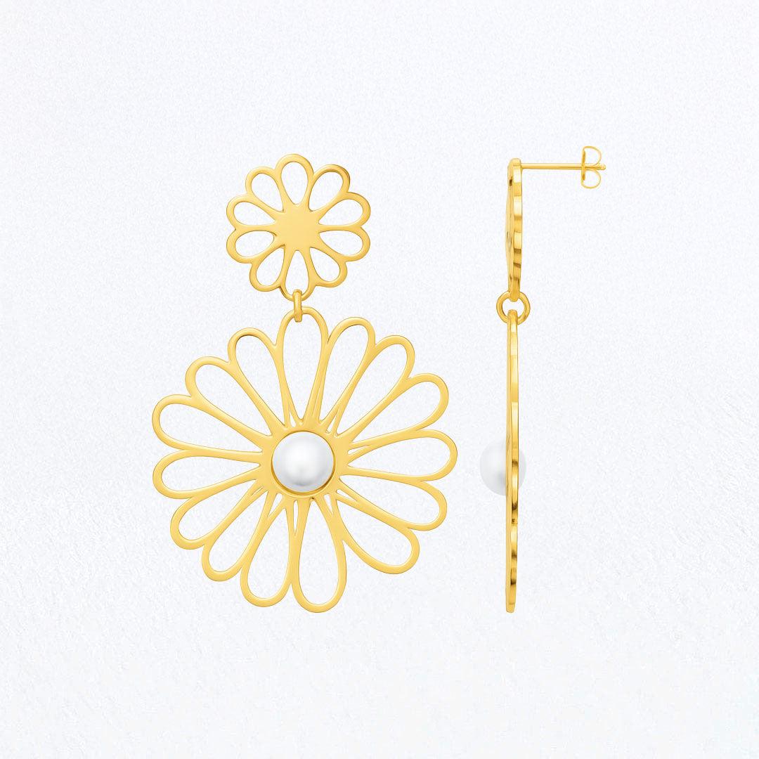 Boucles d'Oreilles Ambre - Acier inoxydable - Couleur or