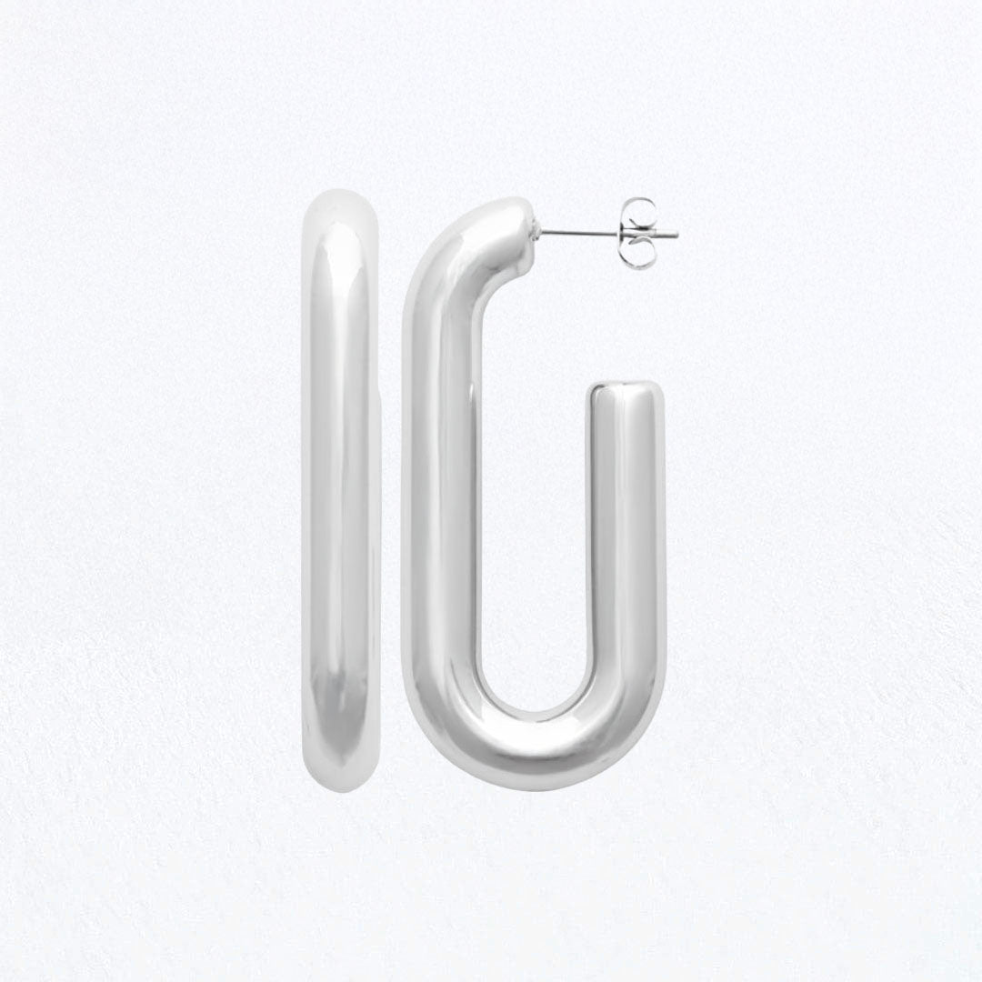 Boucles d'Oreilles Léonie - Créoles acier inoxydable - Couleur argent