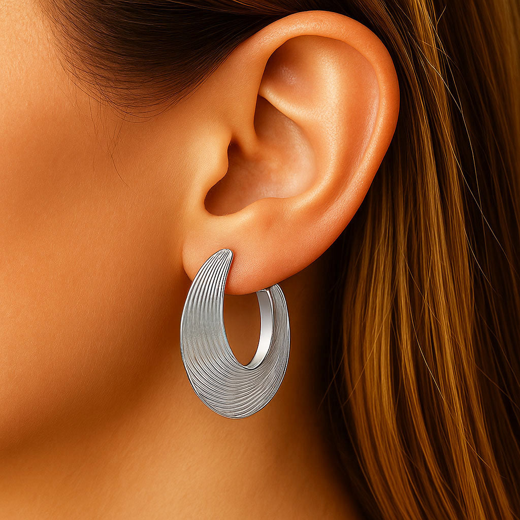 Boucles d'Oreilles Maeva - Créoles acier inoxydable - Couleur argent