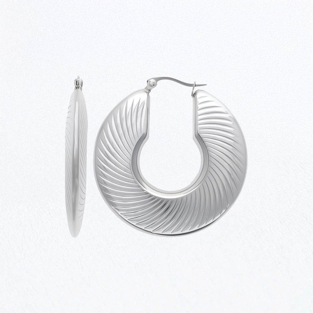Boucles d'Oreilles Maeva - Créoles acier inoxydable - Couleur argent