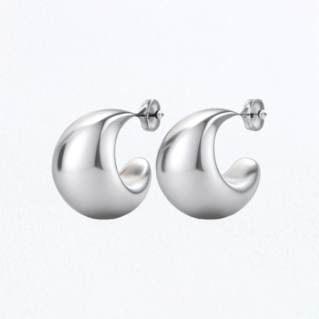 Boucles d'Oreilles Marta - Créoles acier inoxydable - Couleur argent