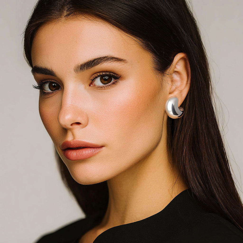Boucles d'Oreilles Marta - Créoles acier inoxydable - Couleur argent