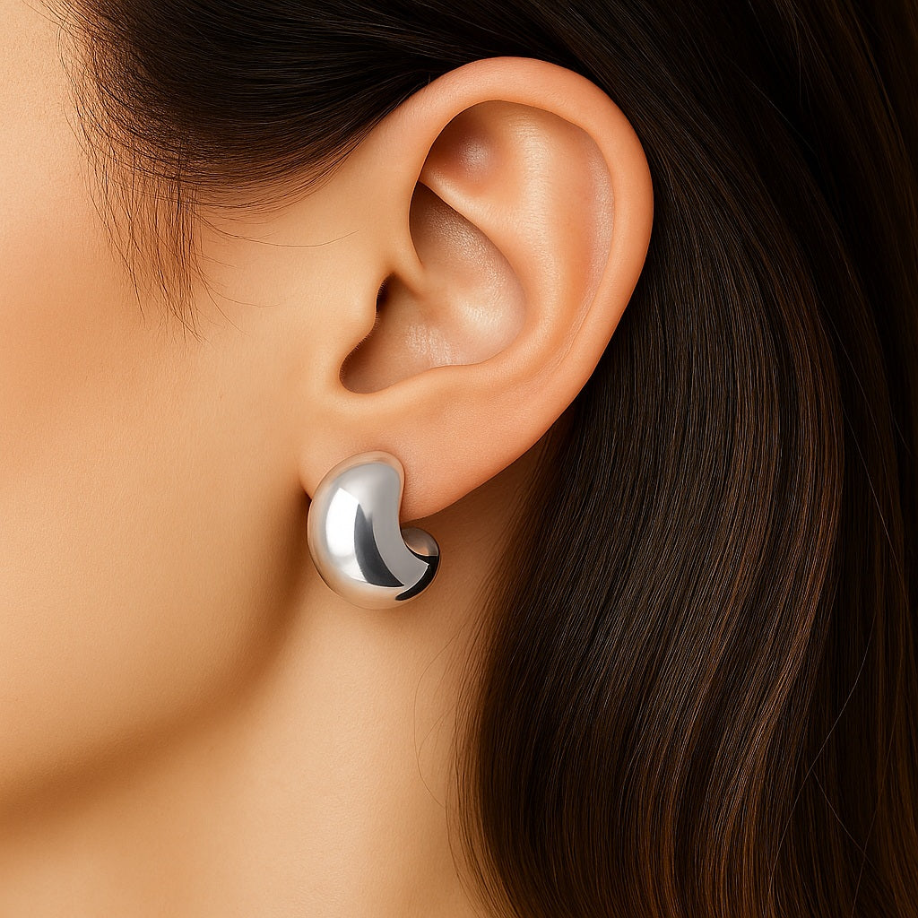 Boucles d'Oreilles Marta - Créoles acier inoxydable - Couleur argent